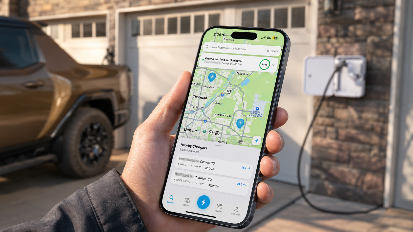 EVchargeME app in use — managing a charging session from a phone